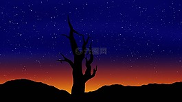 日落,天空,星星