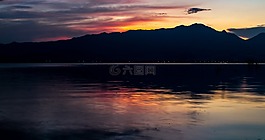 湖,海景,日落