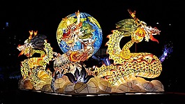 龍,燈籠,晚上
