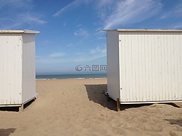 沙滩小木屋,假日,海