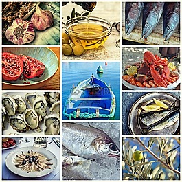 拼貼畫,魚,海鮮