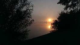 日出,霧,上午