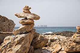 石塔,海,石头