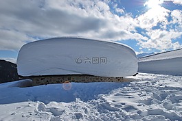天空,雪,山