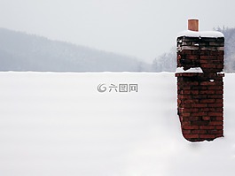 煙囪,雪,白