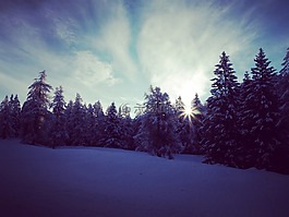 日出,春,雪