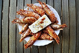 蝦,海洋食品,在上邊