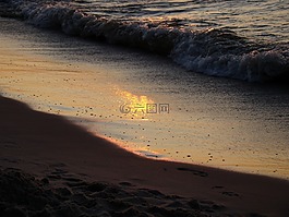 海浪,海灘,日落