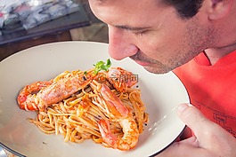 男子,可口的,面食