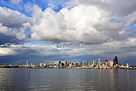 西雅圖,天際線,城市