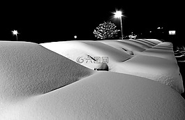 雪,冬季,停車