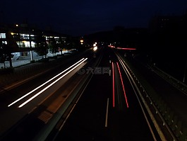 路,長時間曝光,聚光燈