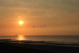 浪漫,日落,海灘