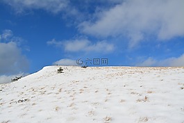 雪,小山,自然