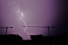 閃電,光,夜