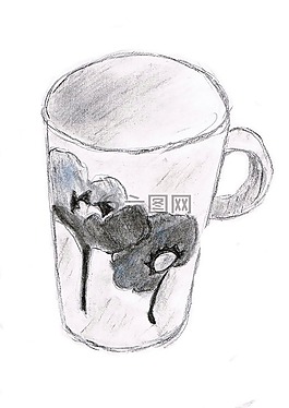 繪圖,杯,素描