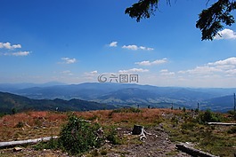 山羊皮,山,视图