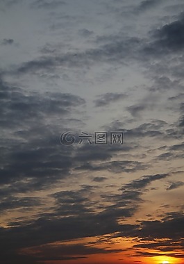 日落,天空,云