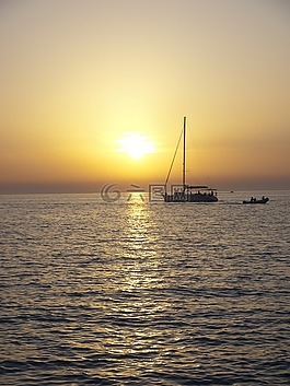 日落,海,引導