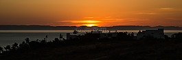 日落,全景,太阳