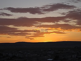 天空,日落,云