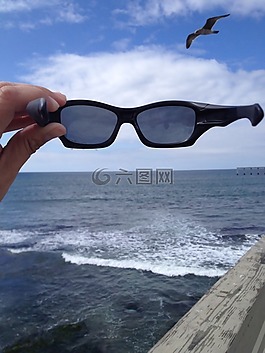 太陽鏡,海洋,海