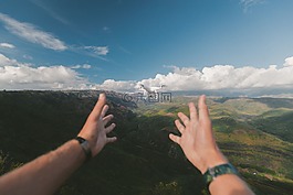 山,高原,云