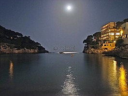 马洛卡,夜,卡拉 santanyi