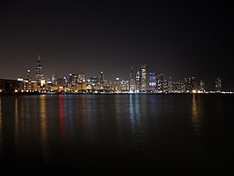 芝加哥夜,密歇根湖,反思