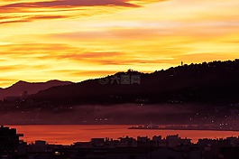 日落,天空,多彩