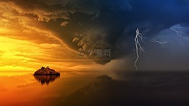 日落,性质,天空