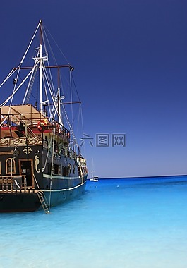 帆船,海盜,藍(lán)色的天空