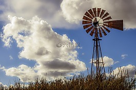 風車,天空,自然