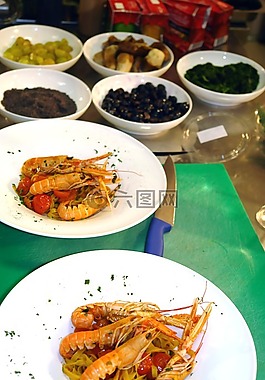 蝦,食品,餐