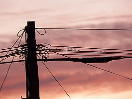 電線,日落,電力
