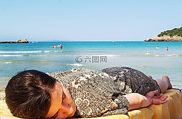 女子,睡眠,太阳的床上