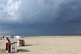 海滩,沙滩椅,沙