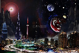 幻想,空間,行星