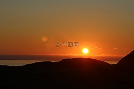 日落,海岸,海邊