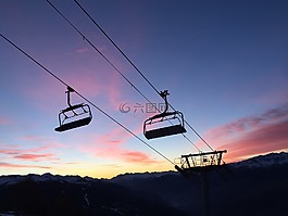 山,滑雪,升降椅