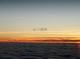 天空,日落,云