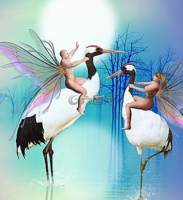 幻想,仙女,鳥