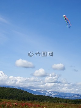 天空,云,風(fēng)箏