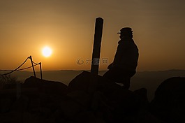 日出,登山,山