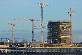 建筑,起重機,空氣