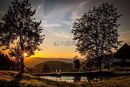 日落,黃昏,abendstimmung