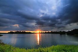 夕陽,風景,雲