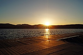 日落,湖,休息