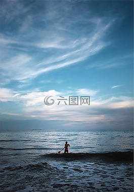 海洋,海灘,人