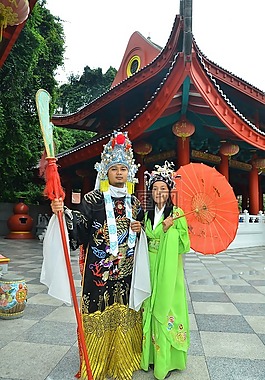 中國,寺,服飾